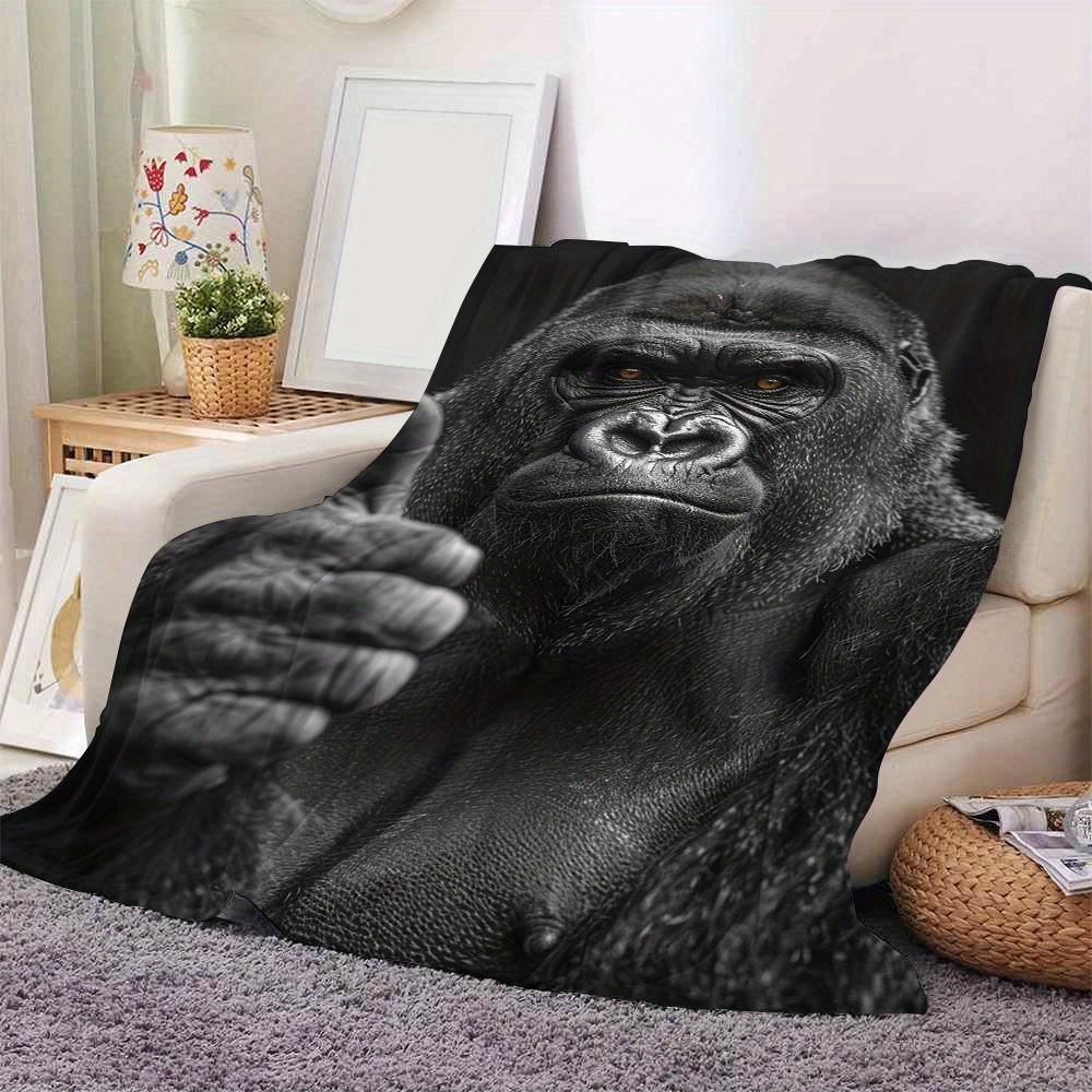 Coperta in Pile con Stampa Gorilla Pollice in Su, Plaid Ultra Morbido per Tutte le Stagioni per Divano e Sonnellini, Design Moderno con Animali, Idea Regalo per la Casa