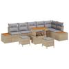 Garden Sofa Set with Cushions and Storage 9 Pcs Beige Poly Rattan