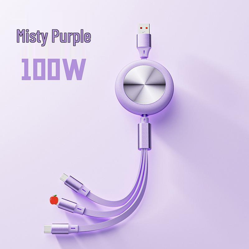 100W Type-C 3-in-1 Fast Charging Cable for Huawei, Android, and Apple Devices