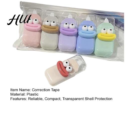 Doll Shaped Correction Tape 6Pcs Cute for Students Portable Mini Whiteout Roller Smooth Cartoon Non-Break School Office Supplies Eye-catching