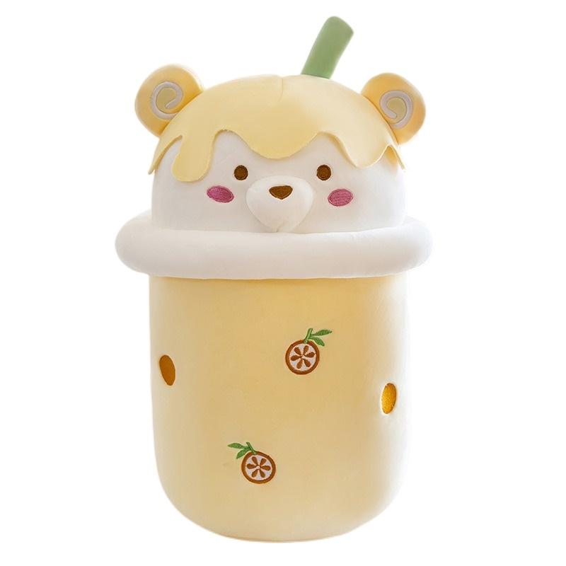 Cute Plush Milk Tea Bear Toy Pillow For Kids And Adults Soft And Cuddly
