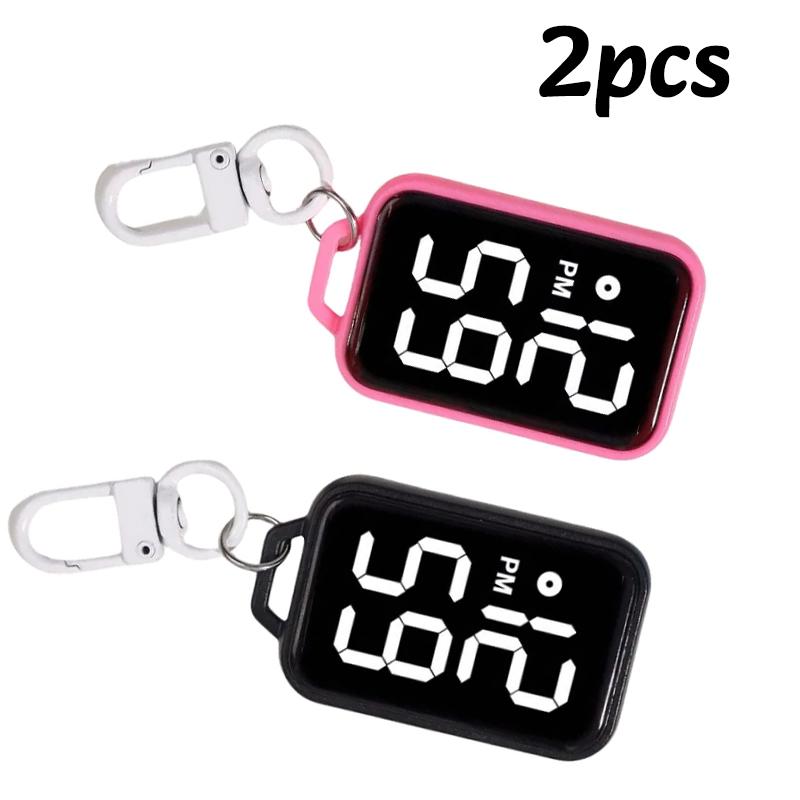 1PC LED Keychain Pocket Watch Digital Display Electronic Watch Student Backpacks Keys Pendant Cartoon Small Hanging Watch Gift