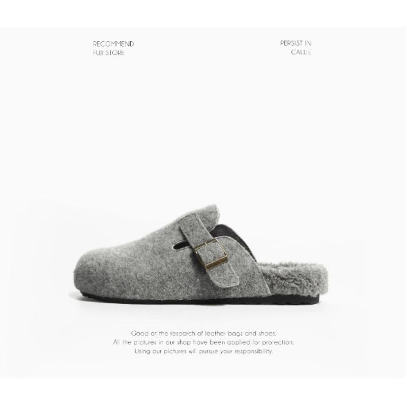 [] Two Versions~ Warm Inner Height Increase Mao Mao Single Shoes Women's Bag Head Half Slippers