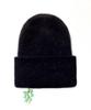 OTHER-worldly Drop Green Flower Bead Beanie [Angora Black]