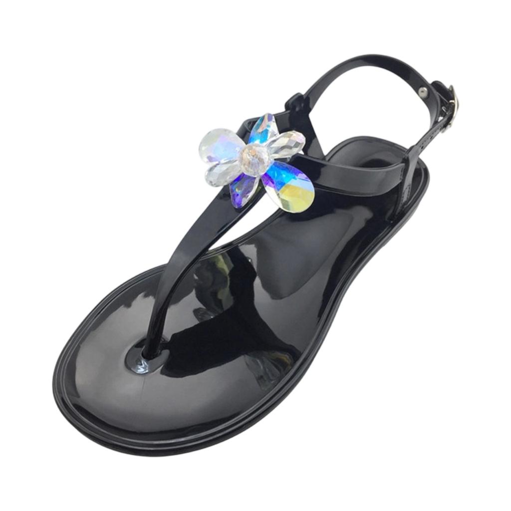 Sandali estivi da donna in PVC multicolore con strass, tipo gelatina
