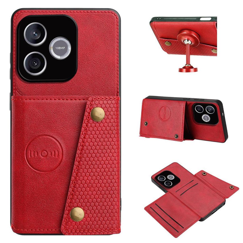 PU Leather Wallet Phone Case for HONOR 600 Lite Multiple Card Slots Dual Metal Button Closure Shockproof Full‑Body Protective Cover