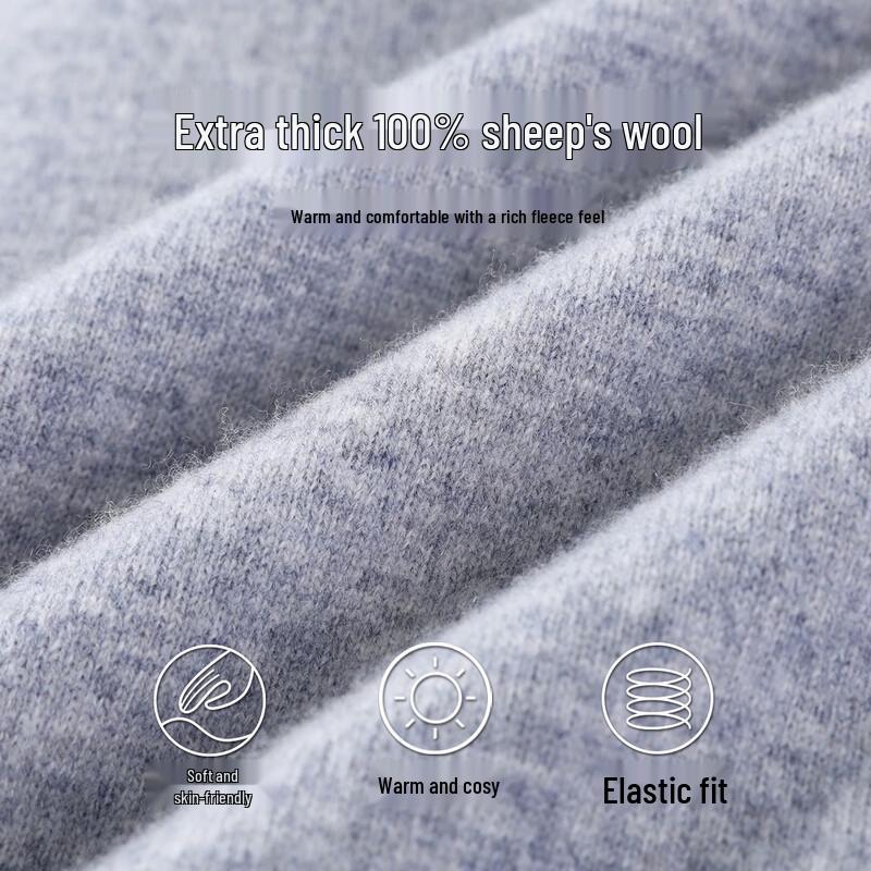 Herren 100% Merinowolle Colorblock Rundhals-Pullover