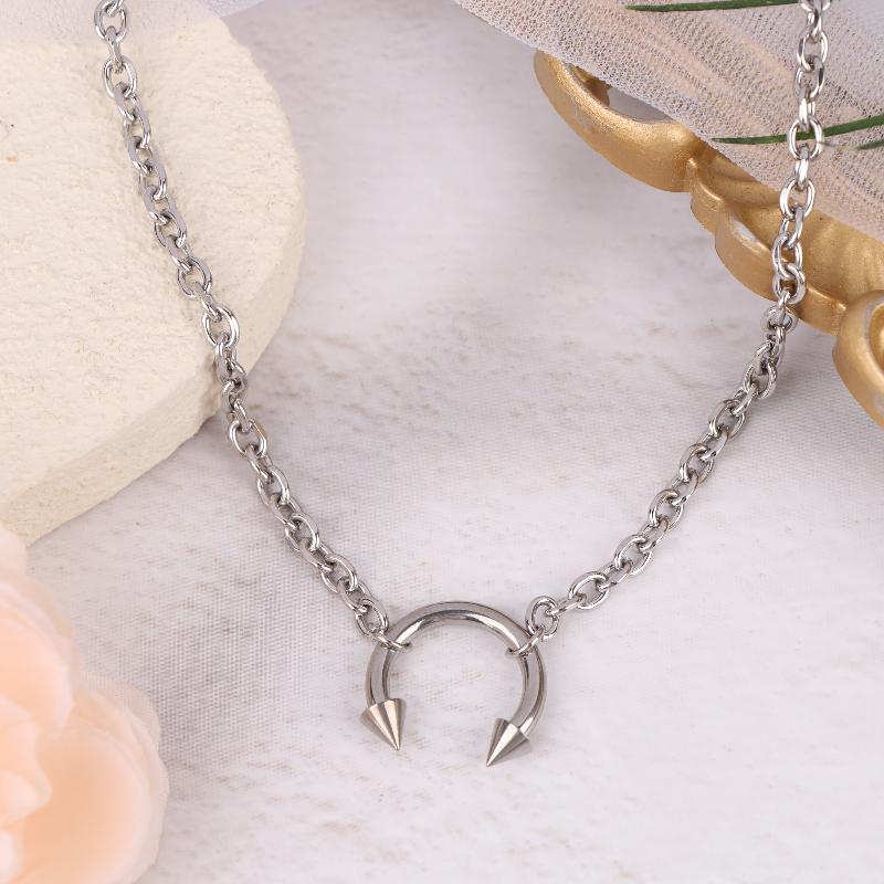 Retro Hip-Hop Style Titanium Steel Necklace Party Punk Rivet Pendant Unisex Choker Gothic Y2K Jewelry