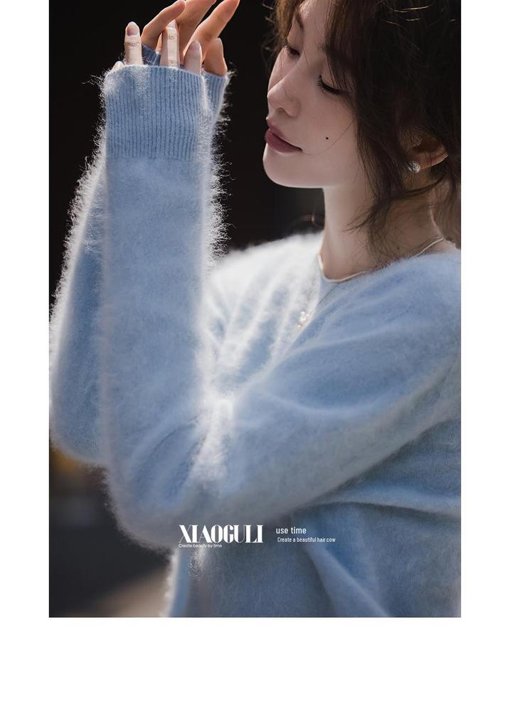 Women's Faux Fur Knit Sweater – Wool & Cashmere Base Layer for Autumn/Winter
