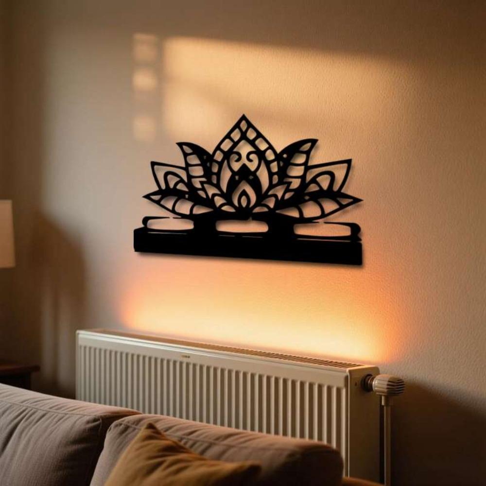 1pc Modern Metal Wall Art Iron Lotus Flower Decor Minimalist Home Decoration for Living Room Bedroom Easy Installation Serene Atmosphere
