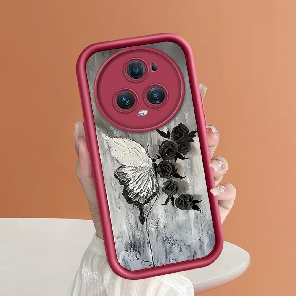 

Мягкий силиконовый квадратный чехол с рисунком лестницы для телефона, полное покрытие, противоударный защитный резиновый чехол для камеры для Huawei Honor Huawei P50 Pro темно-красного