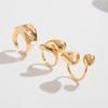 Fashion Sense Glossy Three-piece Ring Set Irregular Simple Water Drop Ring Alloy Personality Niche Design Sense Ring Daily Commuting for Women
