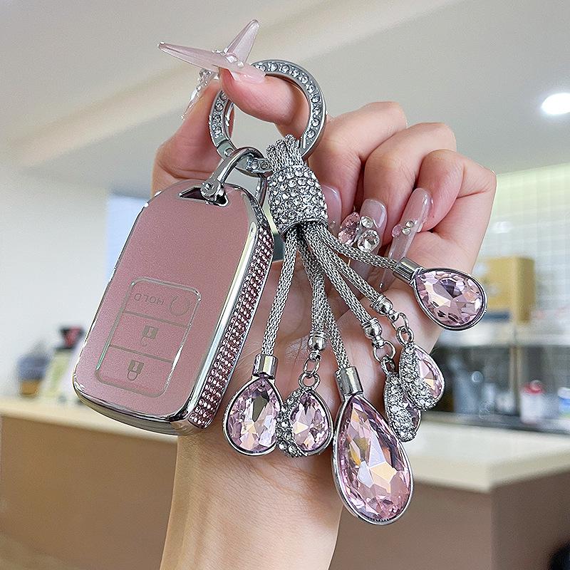 Premium Women's Car Key Case for Honda Accord, Civic, CR-V, Fit, Odyssey, Vezel, Lingpai, and XR-V