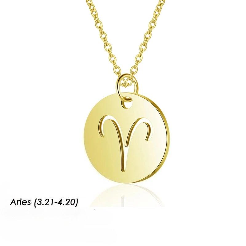 12 Constellation Necklaces for Women Girl Zodiac Sign Gold Color Pendant Necklace Aries Leo 12 Constellations Jewelry