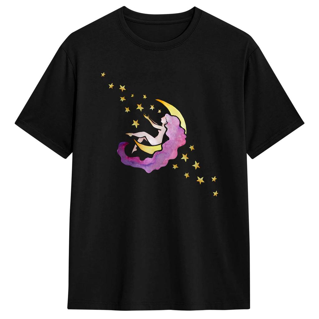 Moon Goddess TShirt Beach Harajuku T Shirts Unisex Cotton O Neck Plus Size Clothes Short Sleeve Y2K Funny Tops