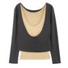 Women's Two-Tone Long-Sleeve Layered T-Shirt: 2026 Autumn/Winter Style, Versatile Inner or Outerwear