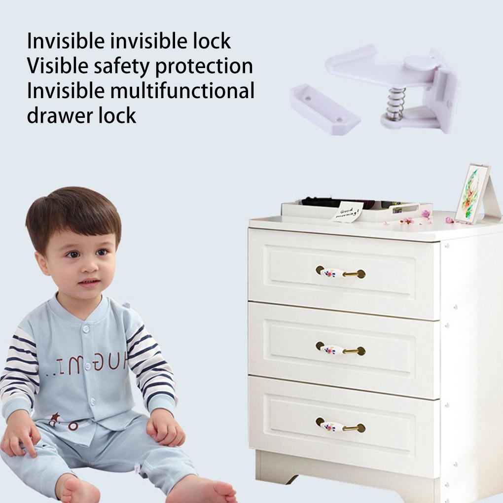 Pack of 6 Baby Safety Lock Home Living Room Bedroom Cupboard Cabinet Door Drawer Punch Free Infants Security Protector