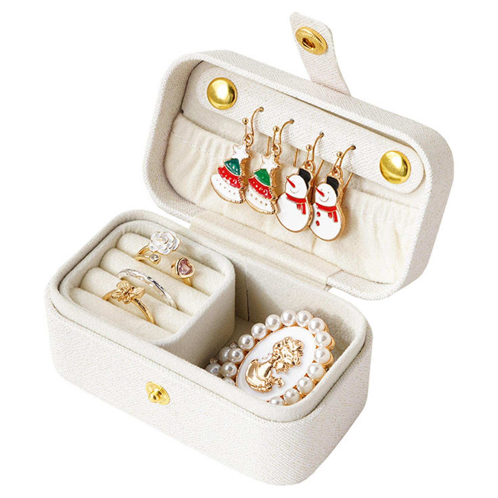 

Mini Portable Jewelry Box Travel Organizer for Rings Earrings Lipstick Waterproof Dustproof PU Leather Jewelry Storage Holder белый