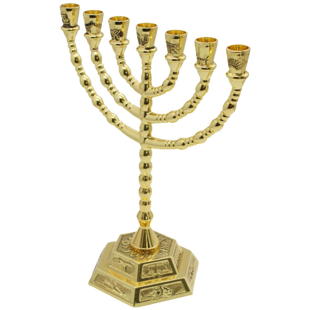 Seven Branch Religious Candlestick Metal Hanukkah Menorah Je Holder Desktop Candlesticks Simple Holders Base Nament