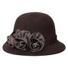 Vintage Silky Flower Hat Winter Warm Dome Hat Women Wool Cloche Hat Headwear