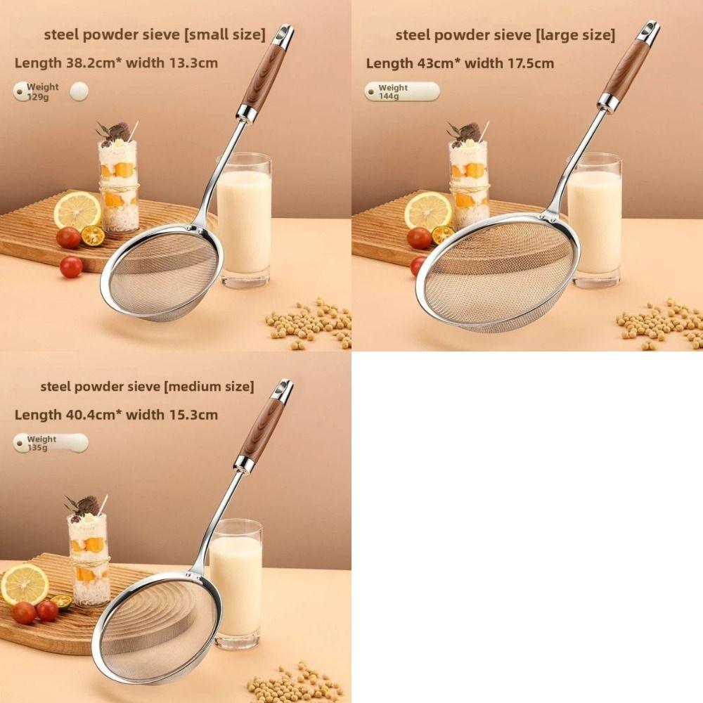 Stainless Steel Fat Skimmer Spoon Professional Wooden Handle Oil Skim Strainer Kitchen Tools Sieve Filter Colander Cooking
