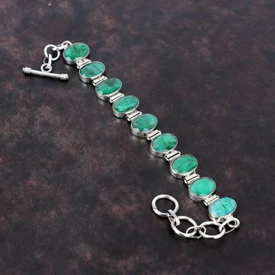 Πολύπλευρο βραχιόλι Zambian Emerald Very Pretty Gemstone Handmade Jewelry 925 Sterling Βραχιόλι με ρυθμιζόμενη αλυσίδα Δώρο για γυναίκες