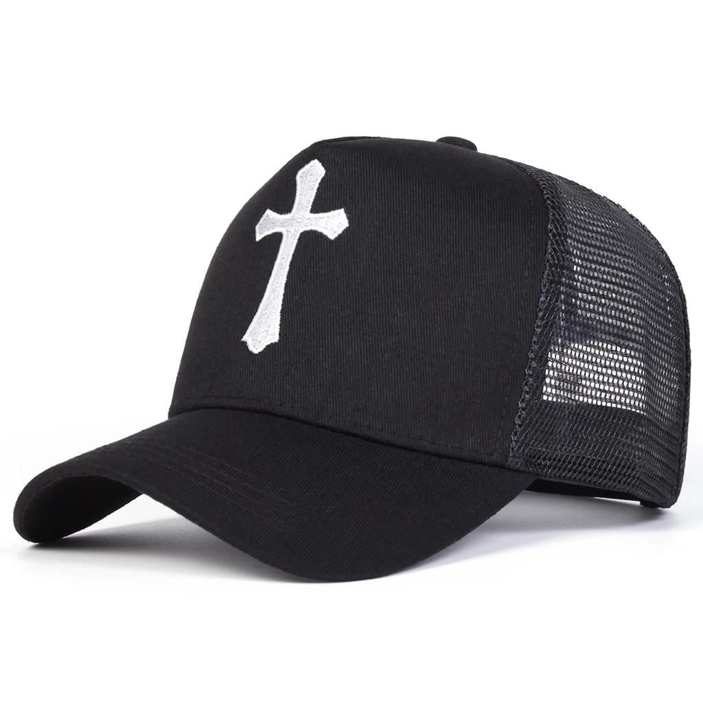 Unisex Cross Embroidery Baseball Net Caps Spring Summer Outdoor Adjustable Casual Hats Dad Hat Sunscreen Hat