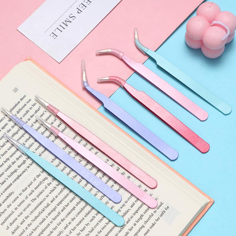 1Set Stainless Steel Straight Curved Tweezers For Nail Art Sticker  Picking Tool Makeup Eyelash Diy Tweezer Tool