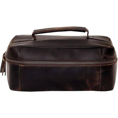 Brown Leather Shaving Kit Dopp Kit Overnight Toiletry Bag Travel Case New