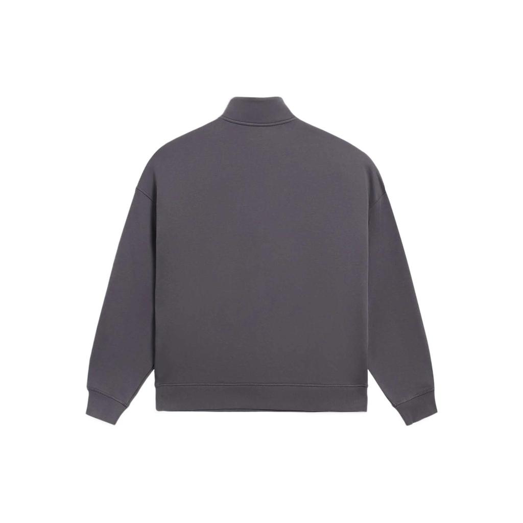 Li-Ning Sports Fashion Series Stand Collar Long Sleeve Pullover Sweatshirt Unisex Tops Earth-Gray AWDSA05-1