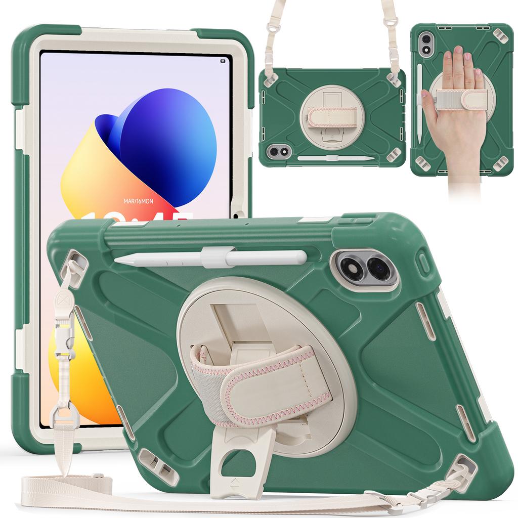 Rugged Case for Xiaomi Redmi Pad 2 Pro 2025 12.1" 25099RP13G 2509BRP2DG 360 Rotating Stand Heavy Duty Cover with Shoulder Strap