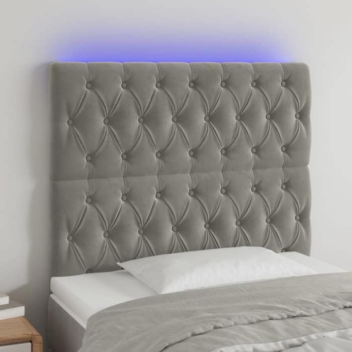 VidaXL LED Headboard Bedroom Furniture Single Bed Accessory Headboard Bed Frame Interior Light Grey 3122802