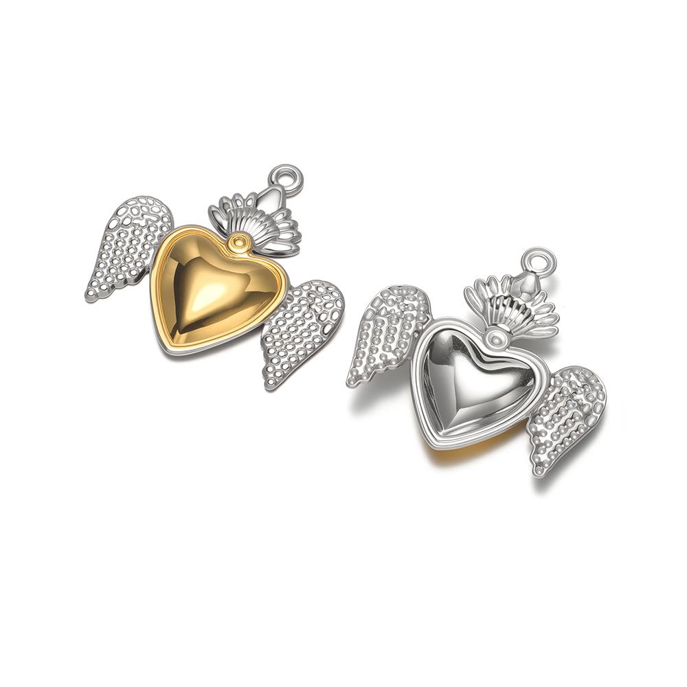 

3pcs Stainless Steel with Gold Heart Flower Charms for DIY Hip Hop Necklace Pendant Bracelet Supplies Jewelry Making Accessories