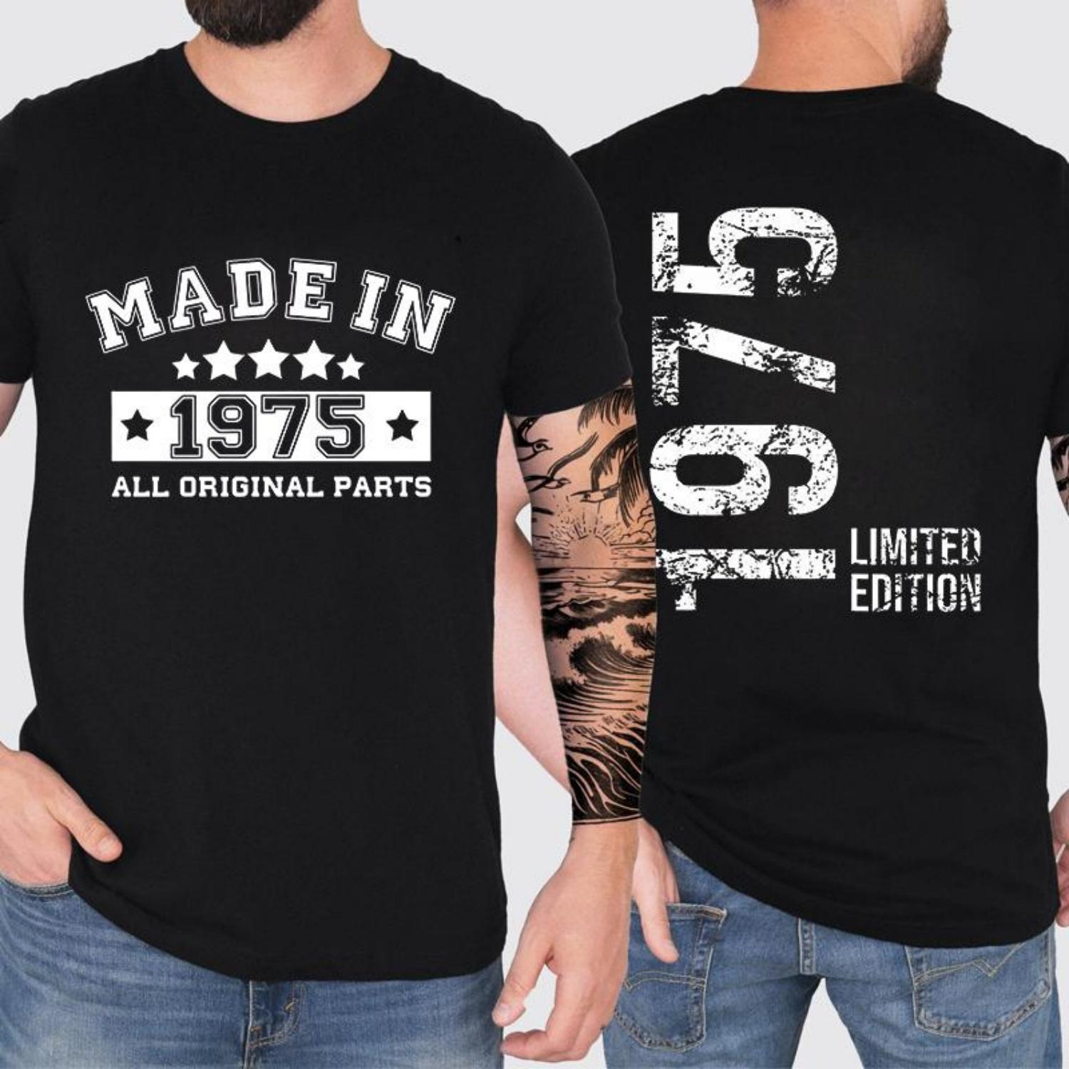 

50th Birthday Years Men Women Shirt Clothing Retro Vintage Made In 1975 Tees Streetwear Short Sleeve Tshirt 50th Birthday Gifts S