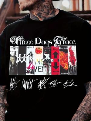2026 Νέα Ανδρική Μπλούζα T-Shirt Γραφικό T-Shirt Three Days Grace Στρογγυλή λαιμόκοψη, κατάλληλο για όλες τις εποχές, regula