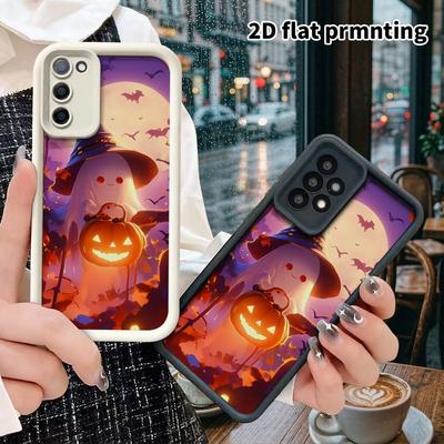 Phone Case: 2D Flat Samsung Galaxy A34 A35 M05 M06 S20 S22 S21 FE Plus 5G Step Protection Case, Purple Moon Night, Christmas and Halloween Gift