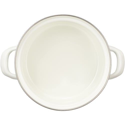 Pearl Metal Enamel 15cm Double-Handled Pot with Glass Lid, White, Induction Compatible, Cook Pot, Petit Cook, HB-1367