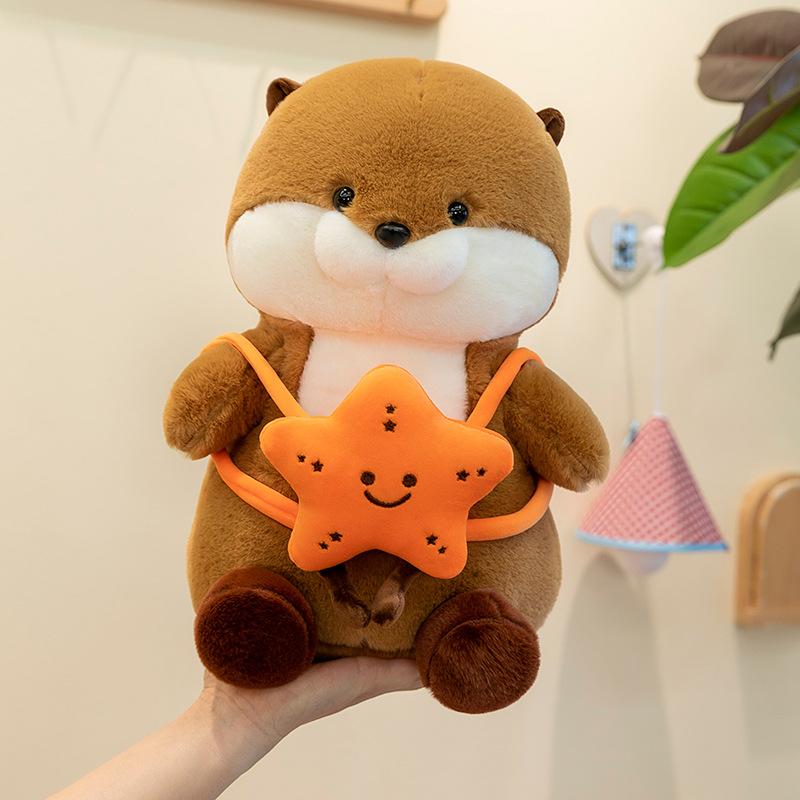 

New small fish backpack otter plush toy cute doll cute doll for girls birthday gift 33 cm (0.35kg)