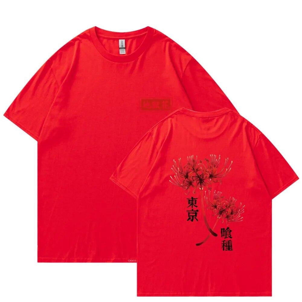 Anime Tokyo Ghoul Spider Lily T-shirt Unisex WoUnisex Cool Kane Kiken Graphic Print T-shirts Oversized Streetwear Couples Tees