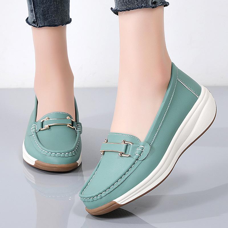 Fashion Women's Casual Wedge Platform Slip On Loafers Comfortable Walking Shoes