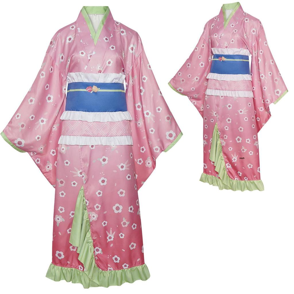Nezuko Kamado Pink Kimono Cosplay Costume for Halloween