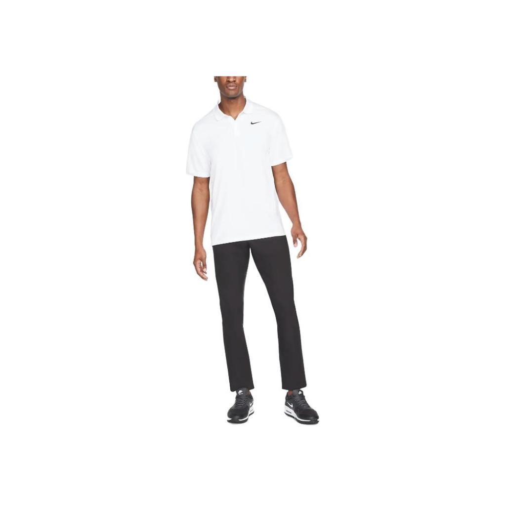 Nike Solid Color Logo Pullover Polo Shirt Men Tops White DH0822-100