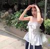 Summer New Sweet and Spicy Style Bow Lace-up Tube Top Women Slim and Thin Fungus Edge Sleeveless Top