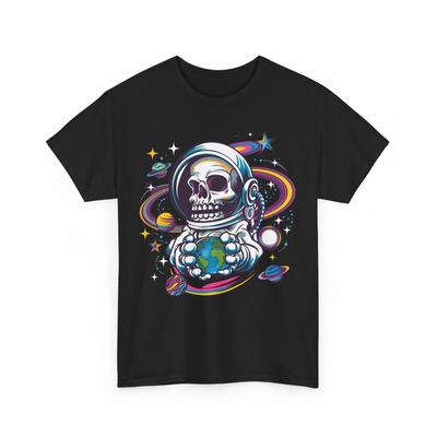 HOT SALE Bones Astronaut Fun T-Shirt - Humorous Space Galaxy Halloween Pattern T-Shirt Soft  Round-neck Tee Streetwear Style