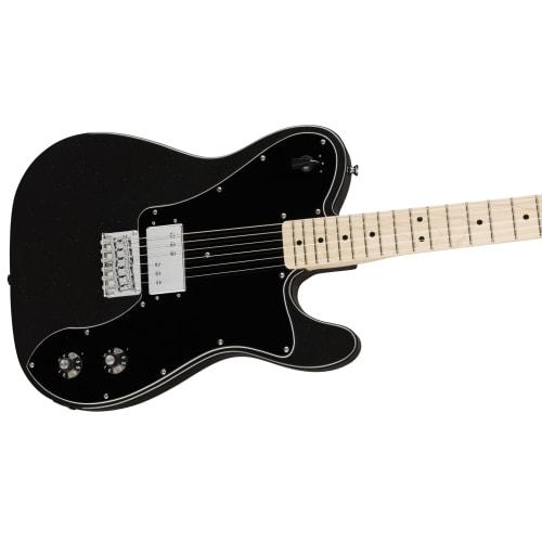 Squier by Fender Paranormal Esquire? Deluxe Electric Guitar, Maple Fingerboard, Black Pickguard, Metallic Black, with Soft Case
