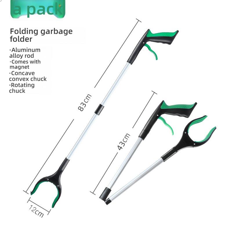 

Long handle foldable garbage clip, multifunctional environmental sanitation garbage collector, compact and portable sanitary gar зелёный
