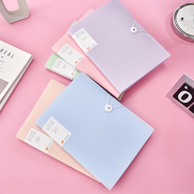 A4 Transparent Multi-Layer Binder with Insert Pages for Student Papers - Morandi Loose-Leaf Storage Folder