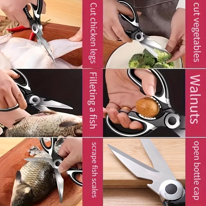 1PC Durable Kitchen Scissors - 420 Stainless Steel Food Grade Multifunctional Scissors with Sharp Blade and Ergonomic Handle Design