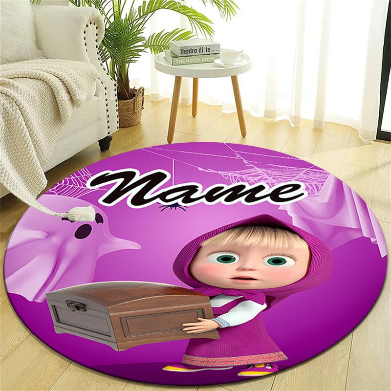 Personalized M-Masha and the Bear Round Chair Office Rug - Perfect for Mat, Office Chair & More - Ideal Gift for Birthdays and Holidays