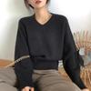 Sweater for Women Autumn Winter Thickened Warm Knitted Stretchy Long Sleeve V-neck Tops